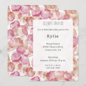 Invitation Pétales rose romantique Floral Anniversaire (Devant / Derrière)