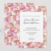 Invitation Pétales rose romantique Mariage floral (Devant / Derrière)
