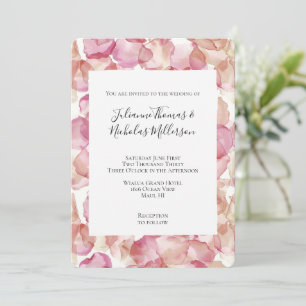 Invitation Pétales rose romantique Mariage floral