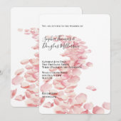 Invitation Pétales rose romantique Mariage floral (Devant / Derrière)