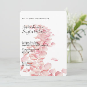 Invitation Pétales rose romantique Mariage floral