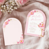 Invitation Pétales roses Arch et Fête des mariées Prosecco
