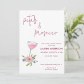 Invitation Pétales roses et Fête des mariées de Prosecco (Debout devant)