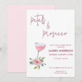 Invitation Pétales roses et Fête des mariées de Prosecco (Devant / Derrière)