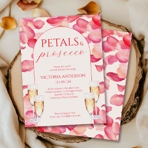Invitation Pétales roses et Fête des mariées de Prosecco