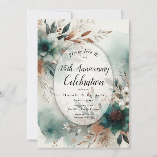 Invitation Pétales turquoises en Fleur de Bronze fête