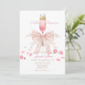 Invitation Petals and Prosecco Blush Bow Petals Bridal Shower (Debout devant)