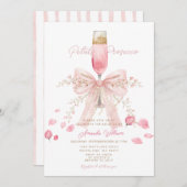 Invitation Petals and Prosecco Blush Bow Petals Bridal Shower (Devant / Derrière)