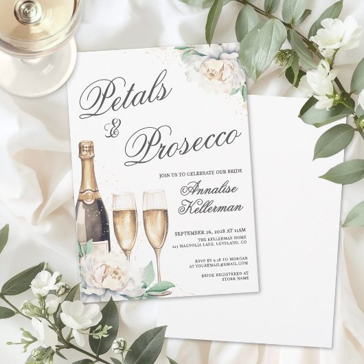 Invitation Petals And Prosecco Bridal Shower