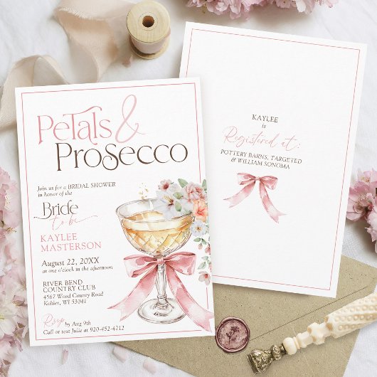 Invitation Petals and Prosecco Floral Champagne Bridal Shower