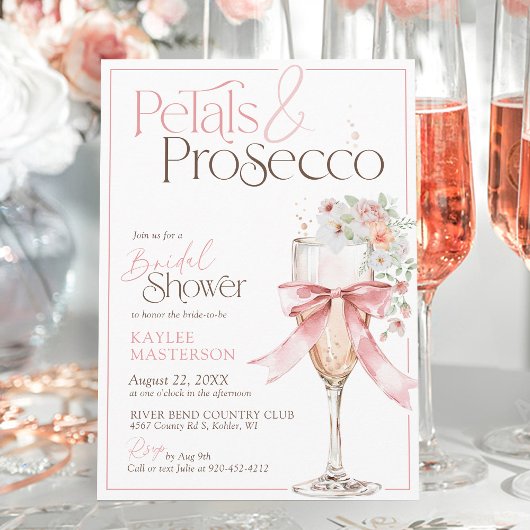 Invitation Petals and Prosecco Pink Floral Bridal Shower