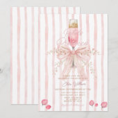 Invitation Petals and Prosecco Pink Floral Champagne bridal (Devant / Derrière)