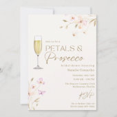 Invitation Petals et Prosecco Elegant Fête des mariées Party (Devant)
