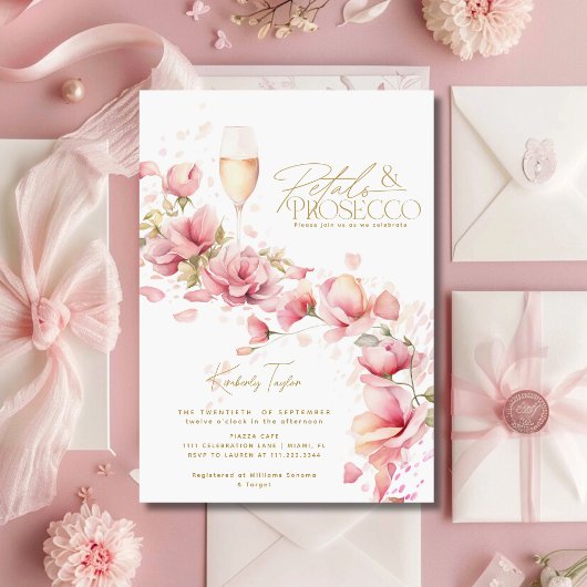Invitation Petals et Prosecco Garden Fête des mariées florale