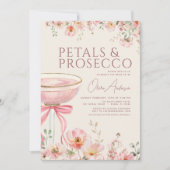 Invitation Petals & Prosecco Blush Pink Bow Bridal Shower (Devant)