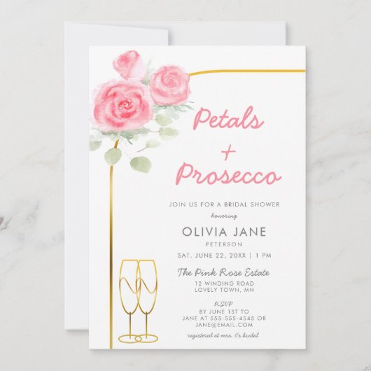 Invitation Petals Prosecco Gold Boho Rose Arch Fête des marié (Devant)