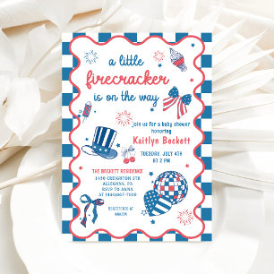 Invitation Pétard Sur Le Chemin 4 juillet Baby shower