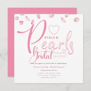 Invitation PETAUX ET PERLES Fête des mariées Chic Glam rose