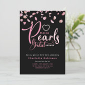 Invitation PETAUX ET PERLES Fête des mariées rose noir chic (Debout devant)