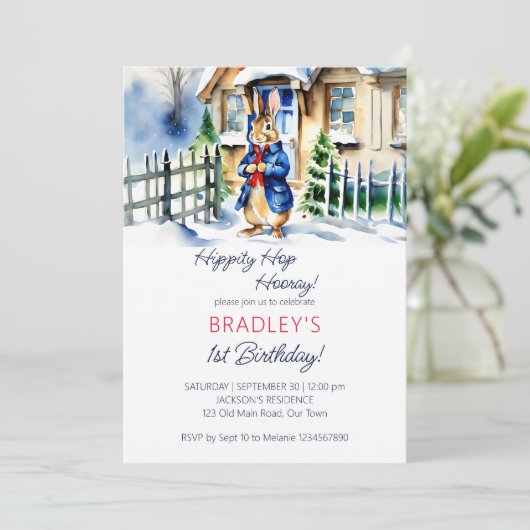 Invitation Peter lapbit hiver thème anniversaire modèle de fê (Debout devant)