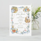 Invitation Peter le Baby shower de ruban Fleur sauvage Rabbit (Debout devant)