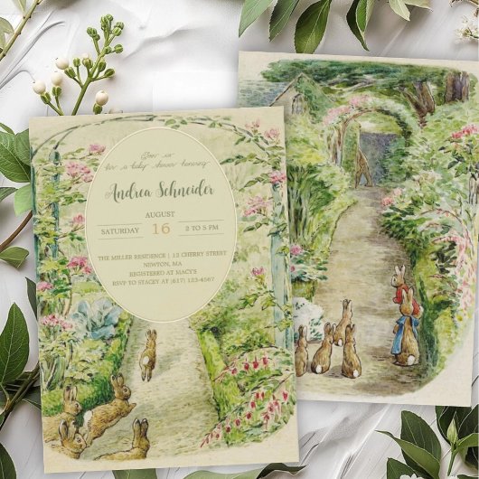Invitation Peter le Baby shower du jardin du lapin