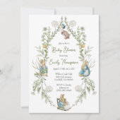 Invitation Peter le Baby shower Fleur sauvage d'aquarelle Rab (Devant)