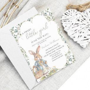 Invitation Peter Le lapin Baby shower de la fille verte