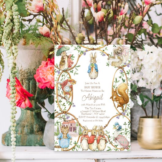 Invitation Peter le lapin Baby shower des bois Beatrix