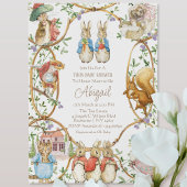 Invitation Peter le lapin Beatrix Woodland Twins Baby Showe