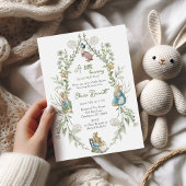 Invitation Peter le lapin Fleur sauvage Baby est sur le chemi