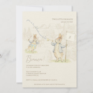Invitation Peter le lapin Quelques lapins jumeaux Baby shower