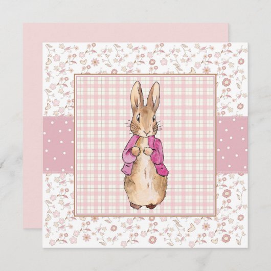 Invitation Peter le lapin rose (Devant / Derrière)