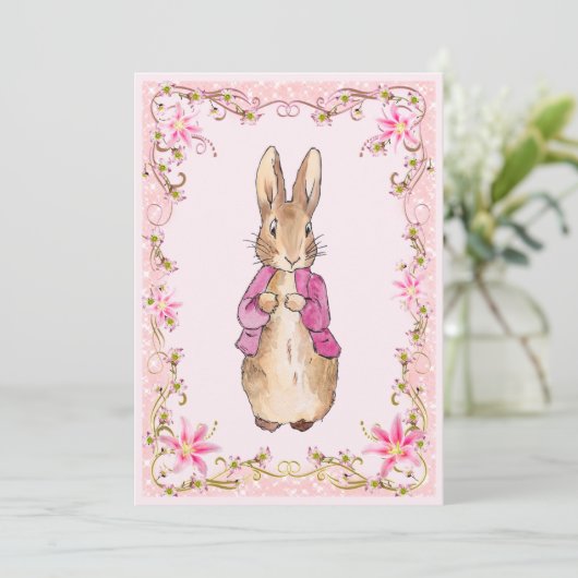 Invitation Peter le lapin rose (Debout devant)