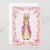 Invitation Peter le lapin rose (Devant / Derrière)