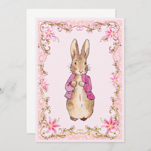 Invitation Peter le lapin rose (Devant / Derrière)