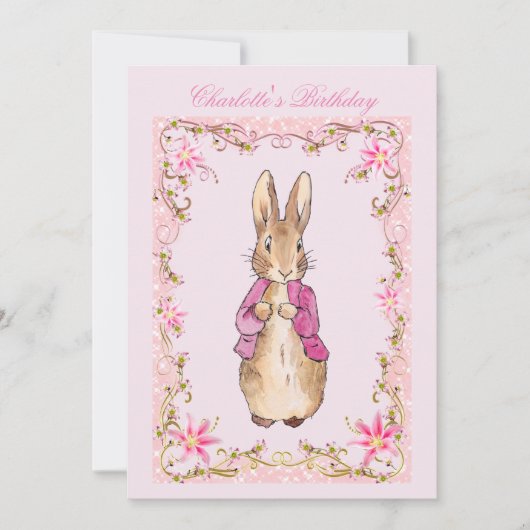 Invitation Peter le lapin rose (Devant)