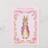 Invitation Peter le lapin rose (Devant / Derrière)