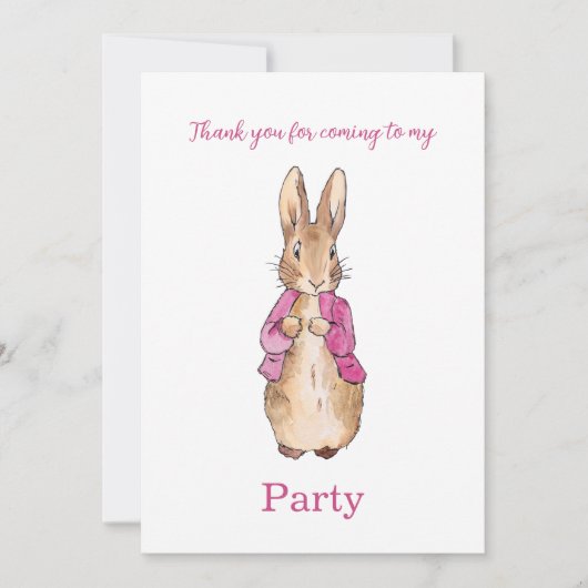 Invitation Peter le lapin rose veste Merci (Devant)