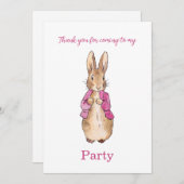 Invitation Peter le lapin rose veste Merci (Devant / Derrière)