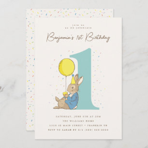 Invitation Peter Rabbit 1er Anniversaire Confetti