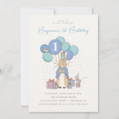 Invitation Peter Rabbit 1er anniversaire Confetti bleu (Devant)