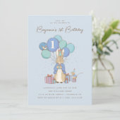 Invitation Peter Rabbit 1er anniversaire Confetti bleu (Debout devant)