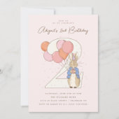Invitation Peter Rabbit 2e anniversaire Confetti rose (Devant)