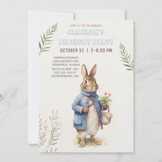 Invitation Peter Rabbit Anniversaire (Devant)
