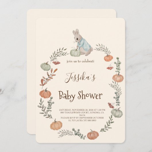 Invitation Peter Rabbit automne automne automne automne Invit (Devant / Derrière)
