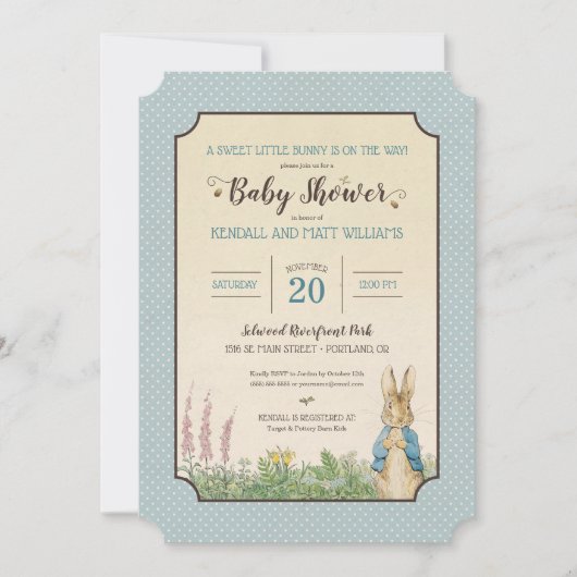 Invitation Peter Rabbit | Baby shower garçon (Devant)