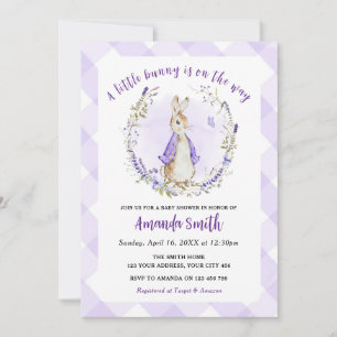 Invitation Peter Rabbit Baby shower violet