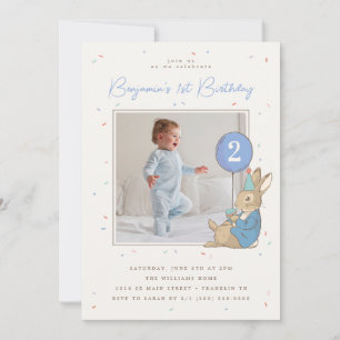 Invitation Peter Rabbit Boy's Birthday BlueConfetti - Photo