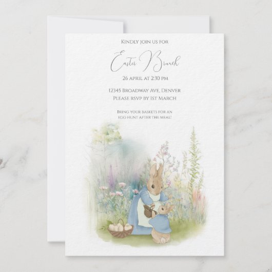 Invitation Peter Rabbit de Pâques (Devant)